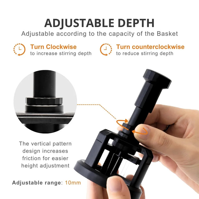 Coffee Distribution Tool Magnetic Base Adjustable Depth Needle Espresso Powder Distributor (BPA-Free, No FDA) - 51mm - 4