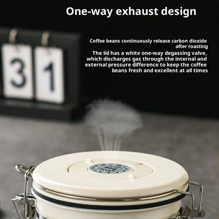 304 Stainless Steel Coffee Canister 1.5L Food Storage Container with Date Tracker, Scoop for Coffee, Beans - White - 4