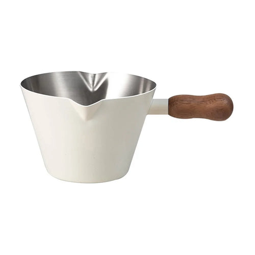 Walnut Handle Espresso Shot Glass 120ML Stainless Steel Measuring Cup With Spout And Scale For Barista - Beige - 1