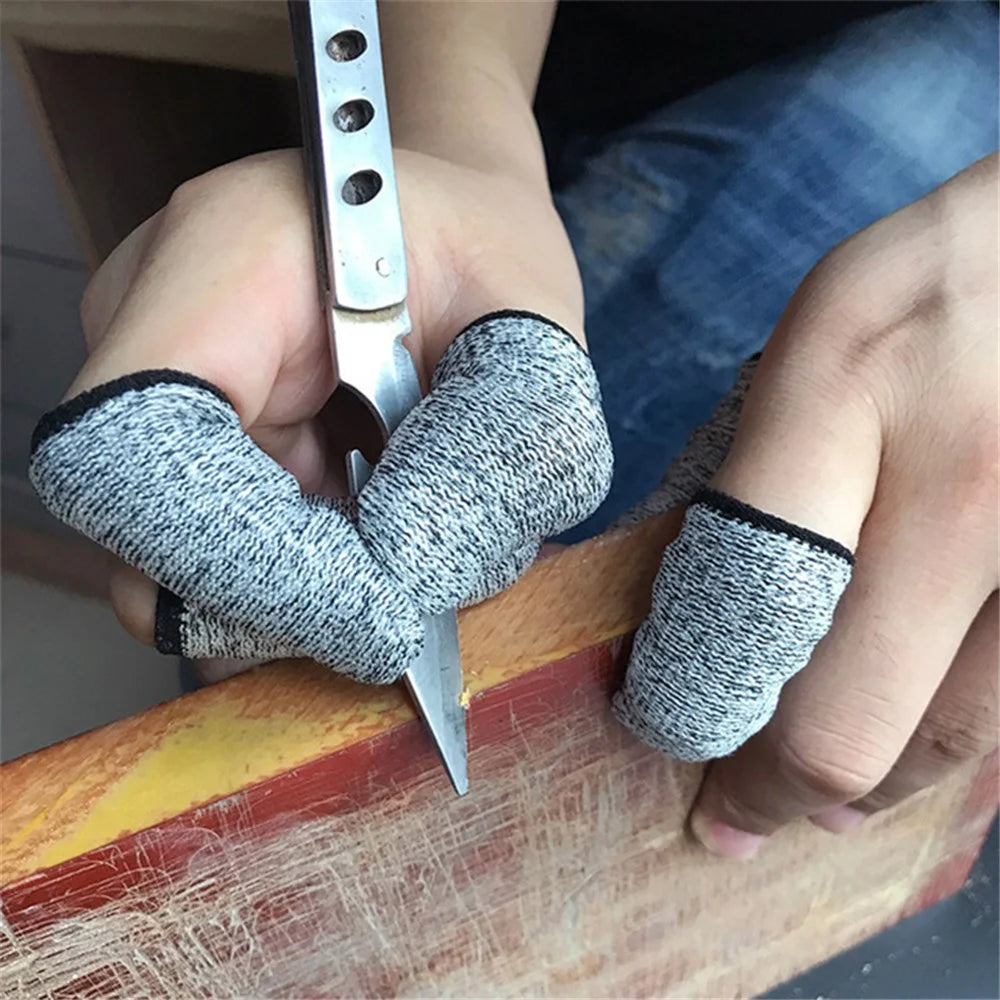 10Pcs Finger Cots 5-Level Cut Resistant Finger Protection Covers for Garden Picking Carving Kitchen Work - Grey - 6