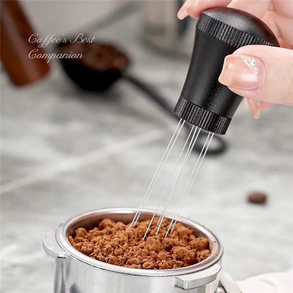 304 Stainless Steel Coffee WDT Tool 12Pcs Needles Aluminum Alloy Powder Stirrer with Base for Espresso - Silver - 4