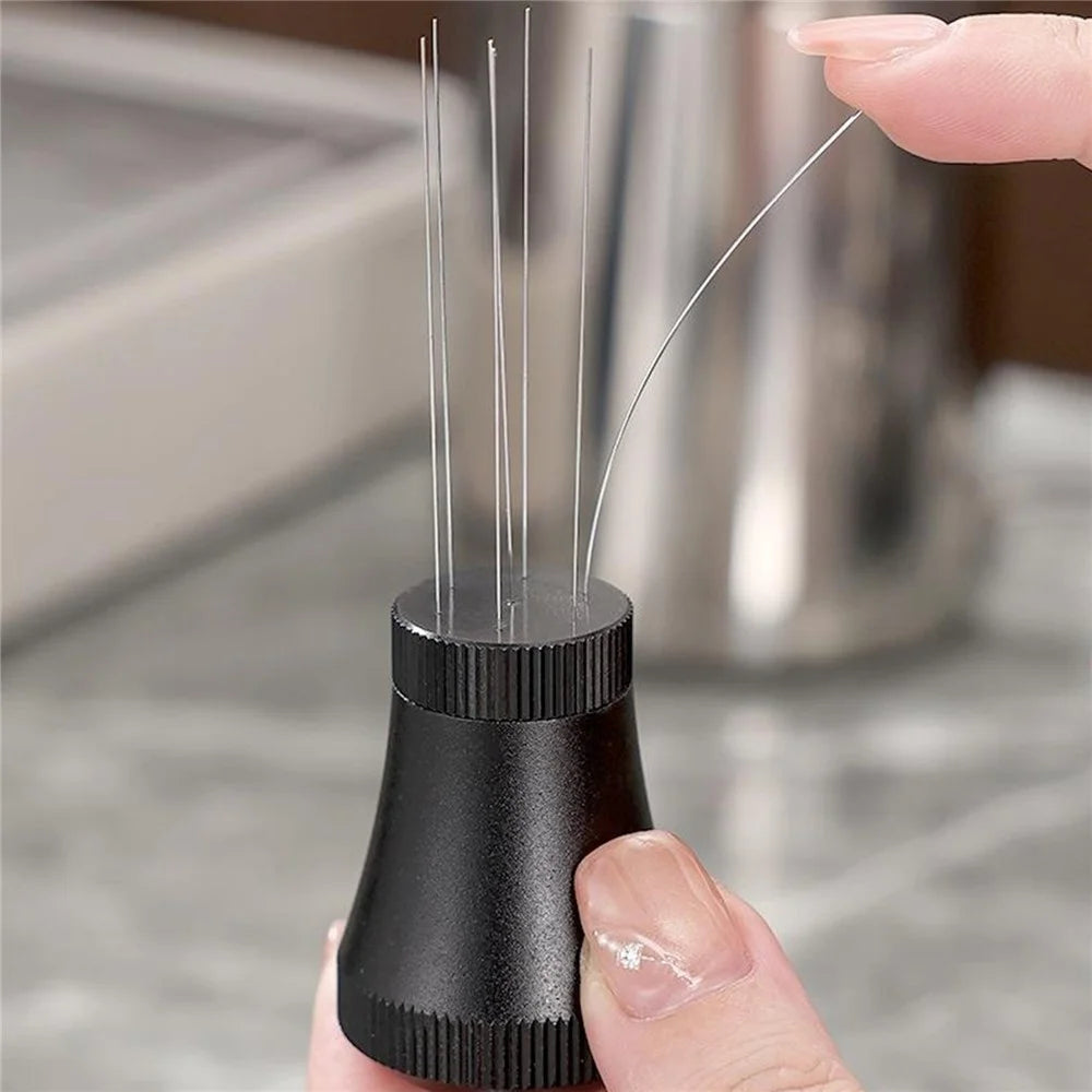 304 Stainless Steel Coffee WDT Tool 12Pcs Needles Aluminum Alloy Powder Stirrer with Base for Espresso - Silver - 5