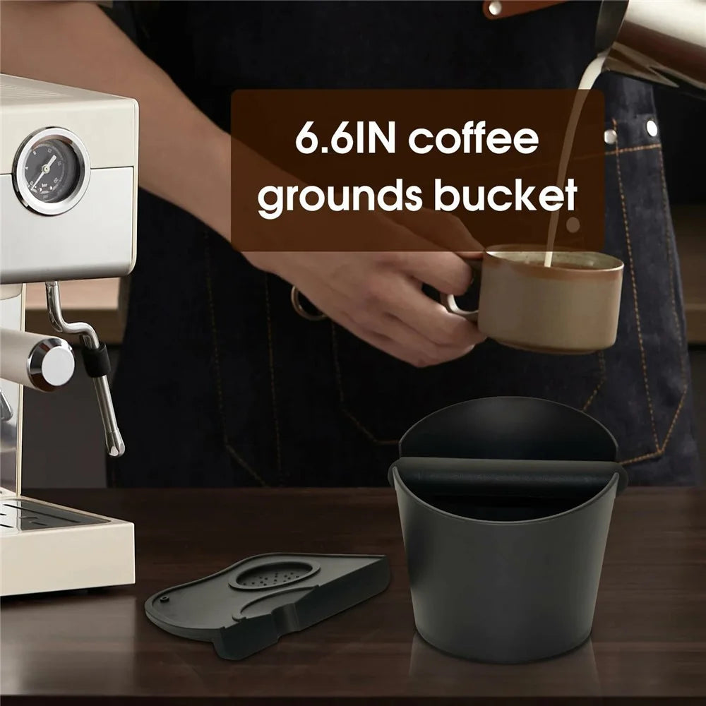 Large Espresso Knock Box 6 Inch ABS Coffee Grounds Container with Removable Rubber Bar Non-Slip Base for Home Commercial Use - 2