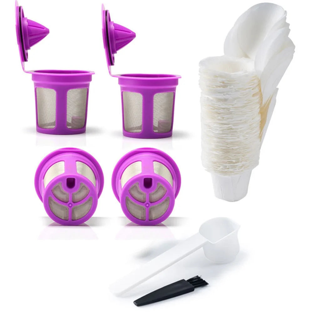 4PCS Reusable K Cup Coffee Filter Pods+ 50PCS Disposable Paper Coffee Filter with Lid for Keurig (No FDA Certification, BPA-free) - 1