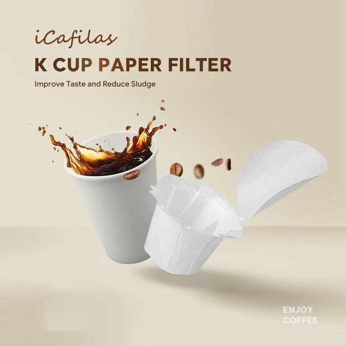 4PCS Reusable K Cup Coffee Filter Pods+ 50PCS Disposable Paper Coffee Filter with Lid for Keurig (No FDA Certification, BPA-free) - 2