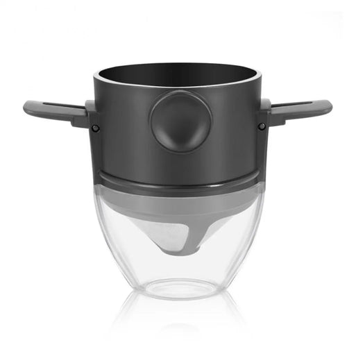 LB001T Stainless Steel Mesh Coffee Filter Paperless Reusable Drip Coffee Maker Dripper with Cup Base (BPA Free, No FDA Certification) - Black - 1