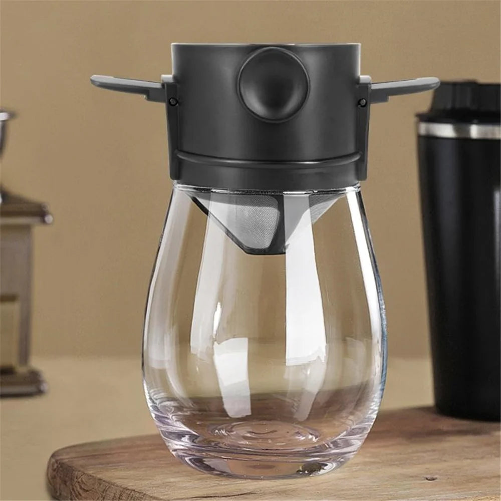 LB001T Stainless Steel Mesh Coffee Filter Paperless Reusable Drip Coffee Maker Dripper with Cup Base (BPA Free, No FDA Certification) - Black - 5