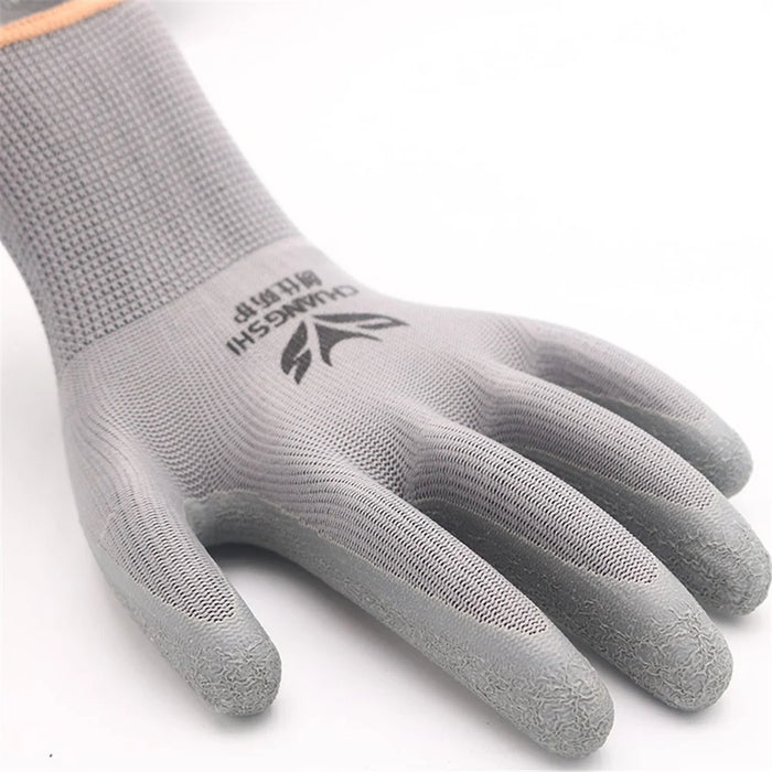 CHUANGSHI 12 Pairs Latex+Nylon Gloves Construction Site Labor Protection Gloves - Grey - 2