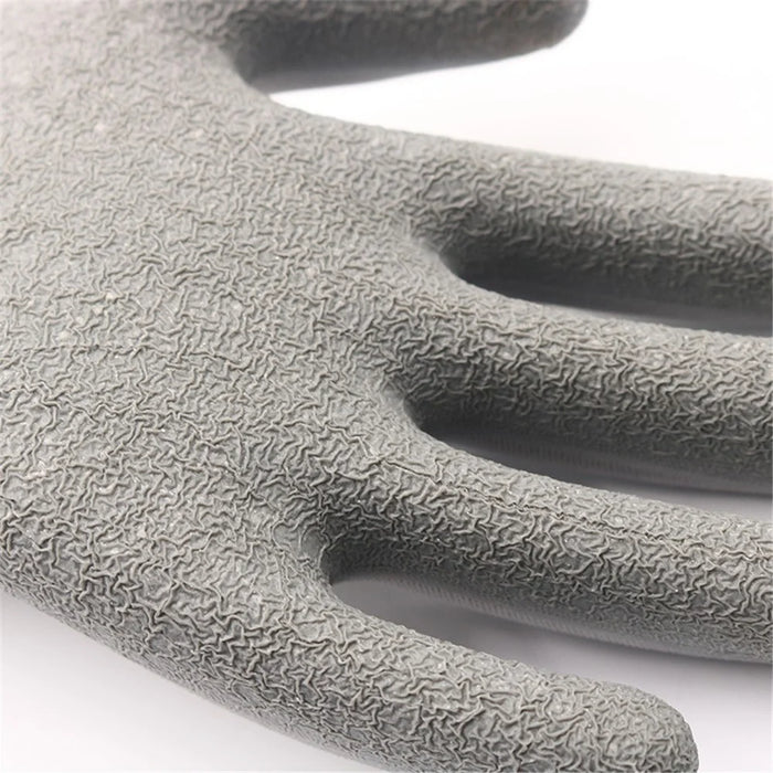 CHUANGSHI 12 Pairs Latex+Nylon Gloves Construction Site Labor Protection Gloves - Grey - 4