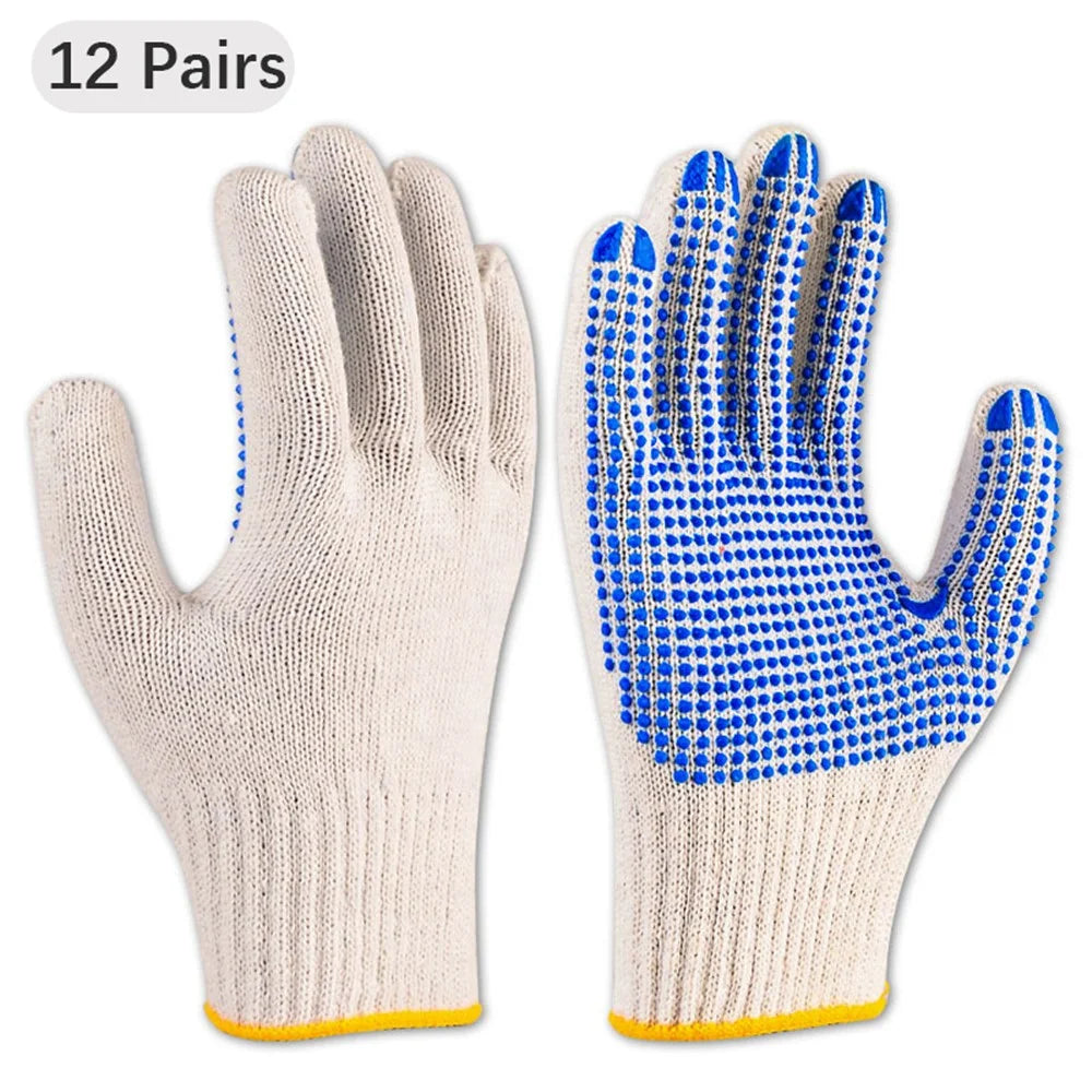 12 Pairs 800g Cotton Yarn Gloves Breathable Anti-skid Labor Protection Gloves - 1