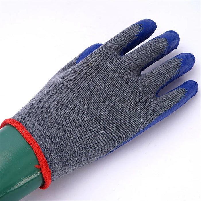12 Pairs Latex+Cotton Line Gloves Anti-skid Hand Protection Gloves - Grey+Blue - 3