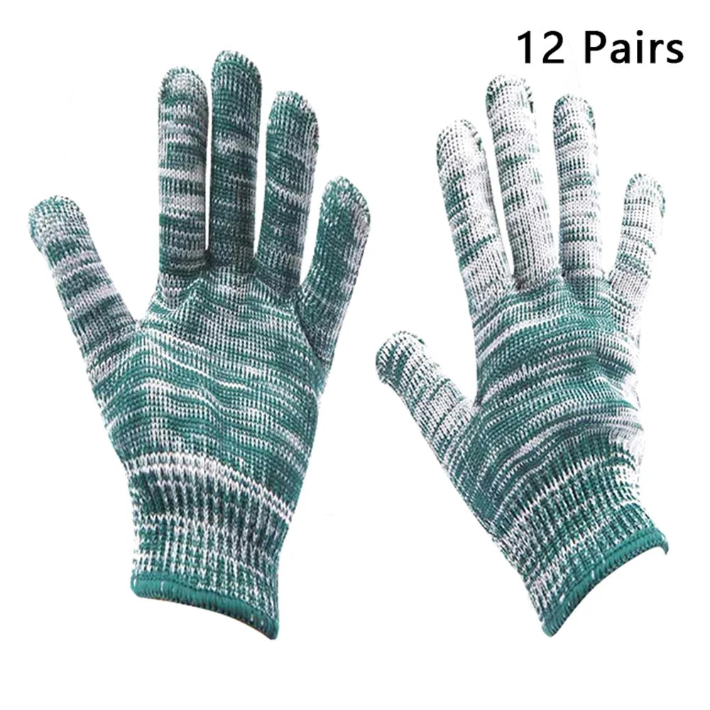 12 Pairs / Pack Thickened Nylon Work Gloves Car Repairing Woven Hand Protectors - 1
