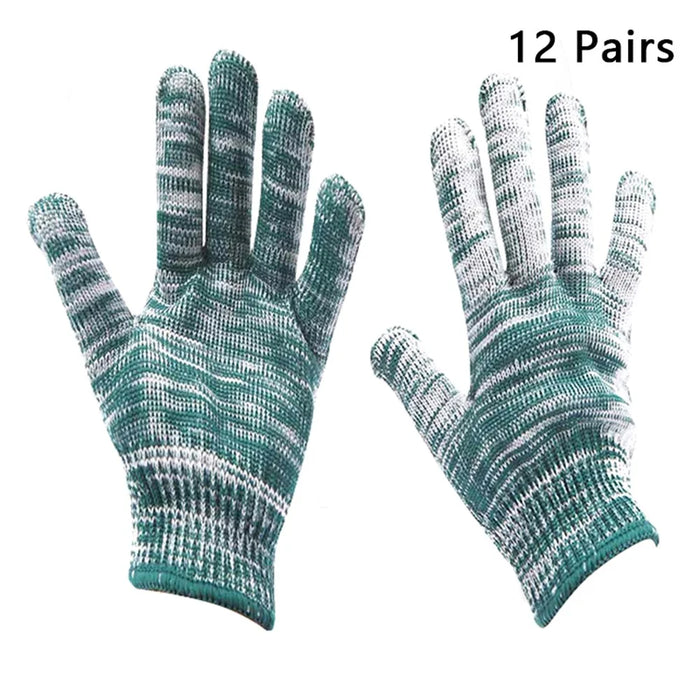12 Pairs / Pack Thickened Nylon Work Gloves Car Repairing Woven Hand Protectors - 1