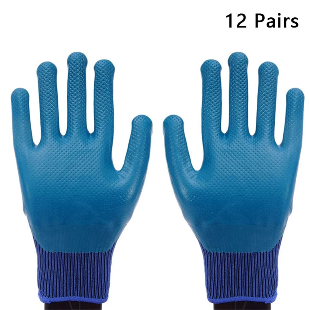CHUANGSHI 12 Pairs Latex Safety Gloves Non-Slip Breathable Gloves for Industrial Work - 1