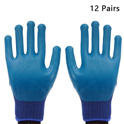 CHUANGSHI 12 Pairs Latex Safety Gloves Non-Slip Breathable Gloves for Industrial Work - 1