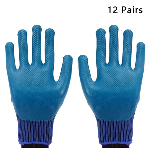 CHUANGSHI 12 Pairs Latex Safety Gloves Non-Slip Breathable Gloves for Industrial Work - 1