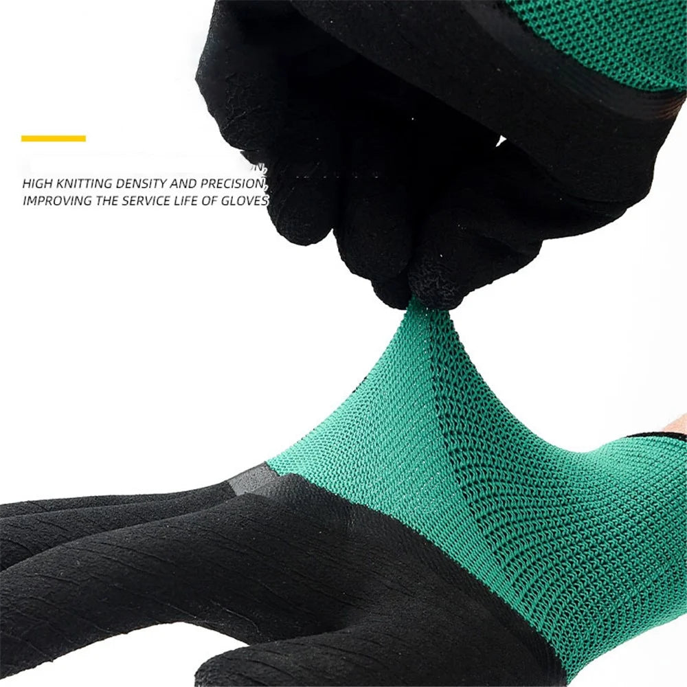 CHUANGSHI 12 Pairs Foam Latex Labor Gloves Anti-Slip Gardening Work Gloves - 6