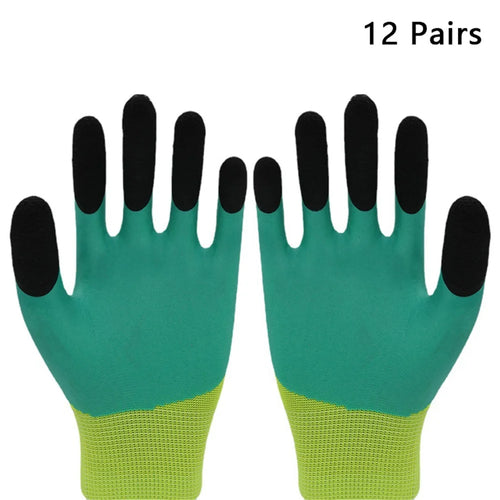 CHUANGSHI 12 Pairs Anti-Slip Latex Safety Gloves Builders Gardening Work Gloves - 1