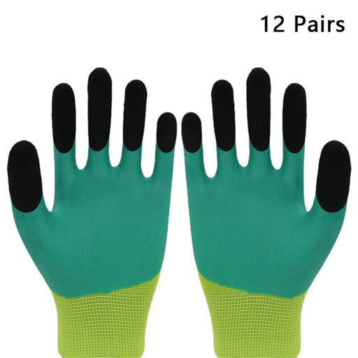 CHUANGSHI 12 Pairs Anti-Slip Latex Safety Gloves Builders Gardening Work Gloves - 1