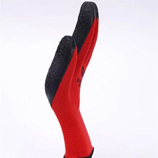 CHUANGSHI 12 Pairs Latex+Nylon Gloves Anti-skid Hand Protection Gloves - Red+Black - 2