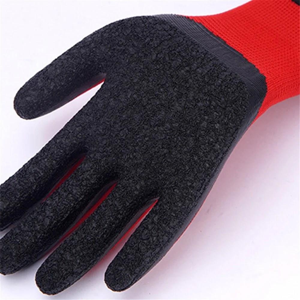 CHUANGSHI 12 Pairs Latex+Nylon Gloves Anti-skid Hand Protection Gloves - Red+Black - 3