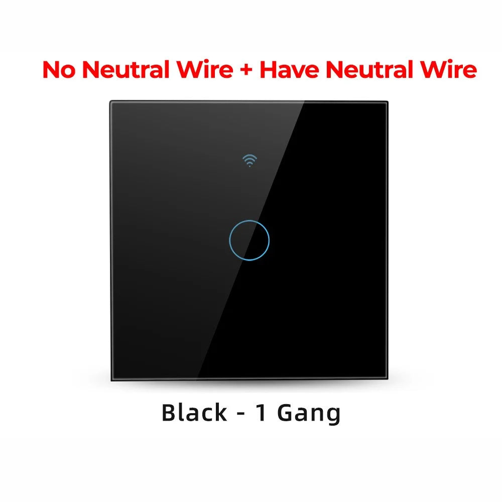 SMATRUL TMW403 WiFi+433MHZ Wall Plug Touch Switch Tuya/Smart Life APP Remote Control EU Plug for Alexa Google Home, 1 Gang WiFi - Black - 2
