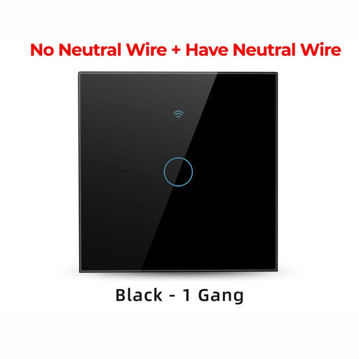 SMATRUL TMW403 WiFi+433MHZ Wall Plug Touch Switch Tuya/Smart Life APP Remote Control EU Plug for Alexa Google Home, 1 Gang WiFi - Black - 2