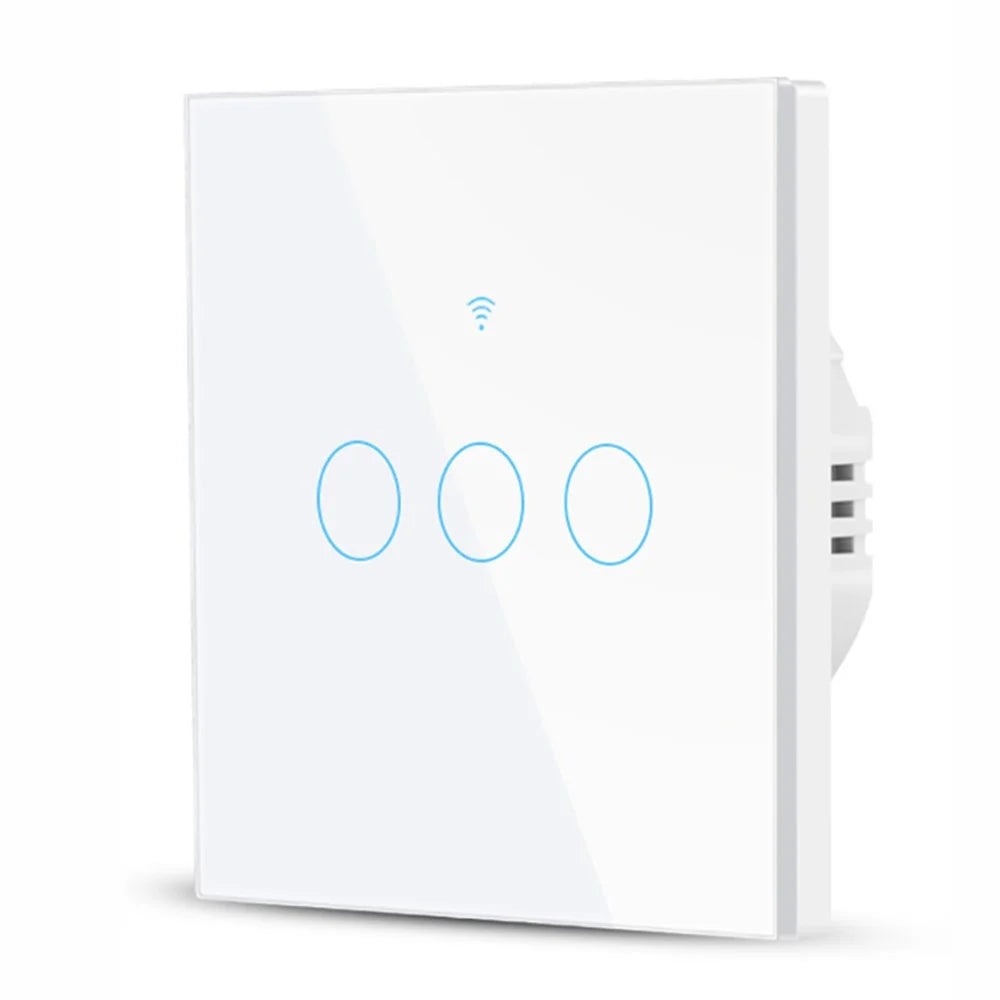 SMATRUL TMW403 Tuya/Smart Life APP Remote Control WiFi+433MHZ Touch Switch EU Plug for Alexa Google Home, 3 Gang WiFi - White - 1