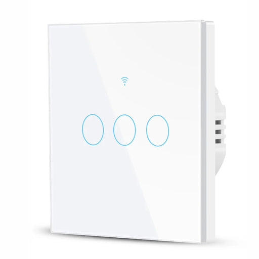 SMATRUL TMW403 Tuya/Smart Life APP Remote Control WiFi+433MHZ Touch Switch EU Plug for Alexa Google Home, 3 Gang WiFi - White - 1