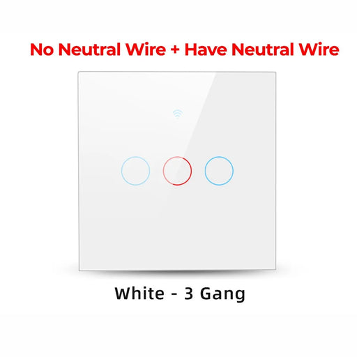 SMATRUL TMW403 Tuya/Smart Life APP Remote Control WiFi+433MHZ Touch Switch EU Plug for Alexa Google Home, 3 Gang WiFi - White - 2