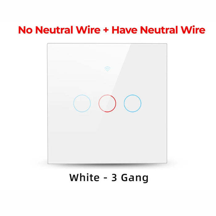 SMATRUL TMW403 Tuya/Smart Life APP Remote Control WiFi+433MHZ Touch Switch EU Plug for Alexa Google Home, 3 Gang WiFi - White - 2