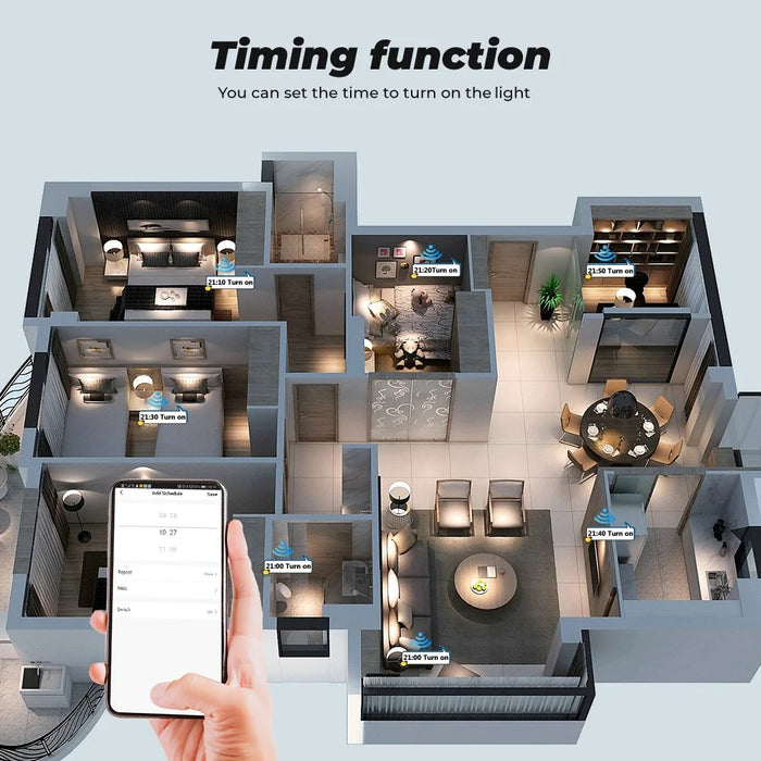 SMATRUL TMW403 Tuya/Smart Life APP Remote Control WiFi+433MHZ Touch Switch EU Plug for Alexa Google Home, 3 Gang WiFi - White - 7