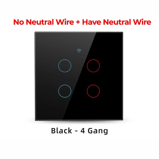 SMATRUL TMW403 EU Plug WiFi+433MHZ Remote Control Smart Touch Timing Countdown Wall Switch for Alexa Google Home, 4 Gang WiFi - Black - 2