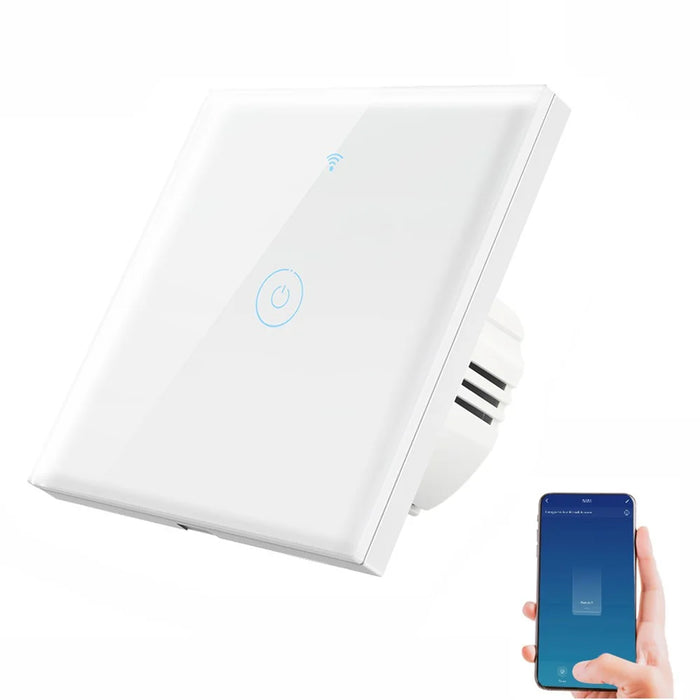 SMATRUL TMW401 Tuya WiFi 433MHZ EU Plug Smart Wireless Touch Wall Switch for Google Home Alexa, 1 Gang WiFi - White - 1