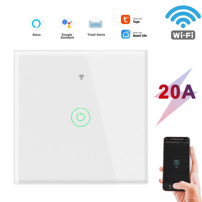 SMATRUL TMR01-20A-EU Tuya Smart Home APP WiFi Touch Switch Light Wall Panel DIY Relay Module Timer Socket - White - 2