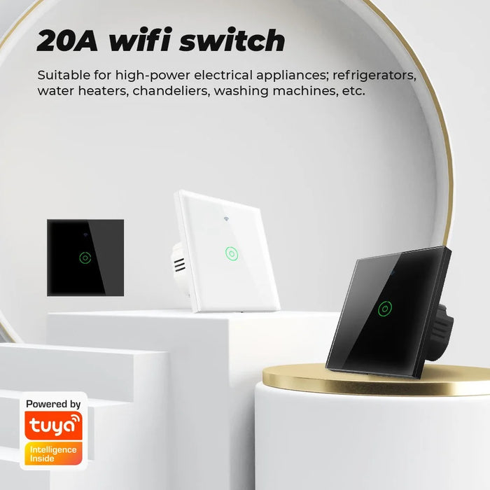 SMATRUL TMR01-20A-EU Tuya Smart Home APP WiFi Touch Switch Light Wall Panel DIY Relay Module Timer Socket - White - 3