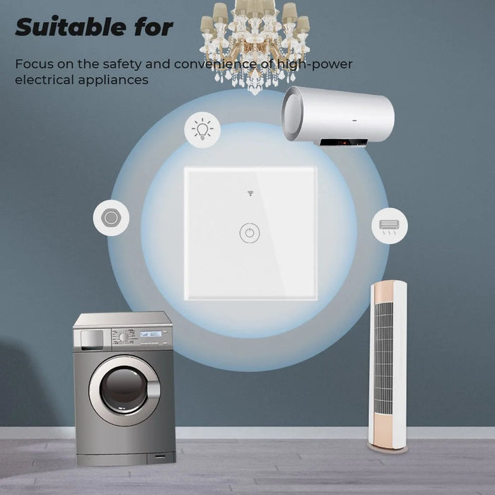 SMATRUL TMR01-20A-EU Tuya Smart Home APP WiFi Touch Switch Light Wall Panel DIY Relay Module Timer Socket - White - 4