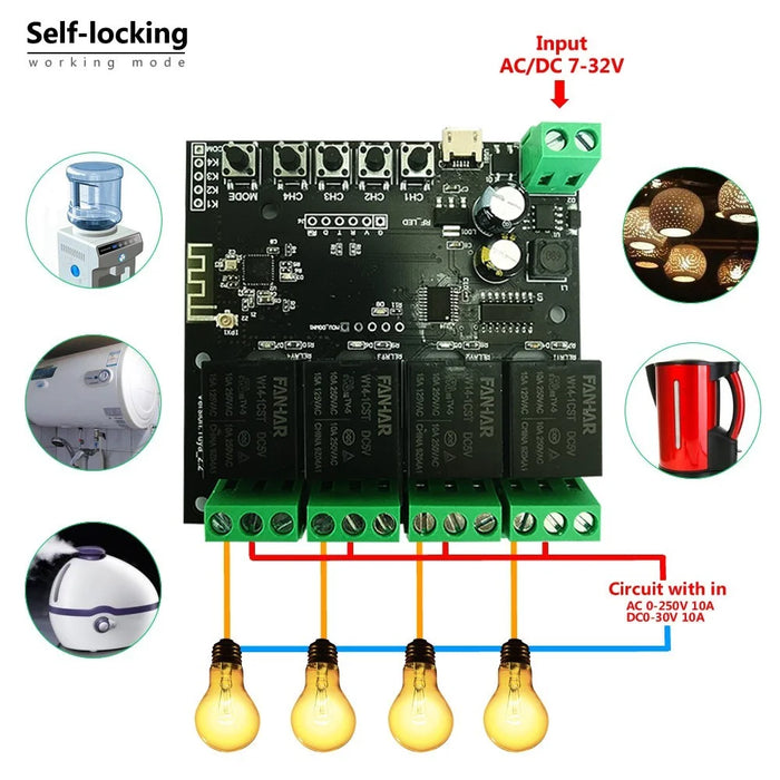 WiFi Relay Tuya Smart Switch Module 4 Channel APP Remote Control Timer DIY Inching Self-Locking Work with Alexa Google Home - 3