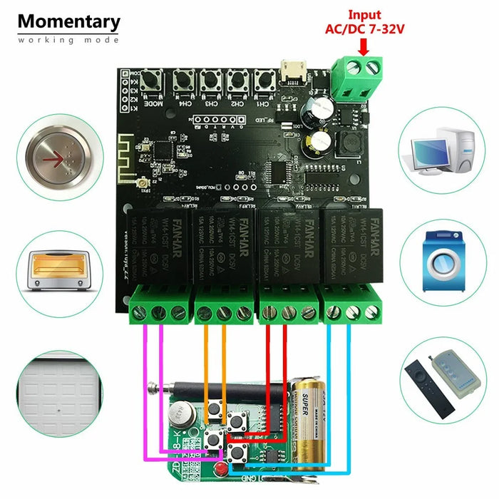 WiFi Relay Tuya Smart Switch Module 4 Channel APP Remote Control Timer DIY Inching Self-Locking Work with Alexa Google Home - 4