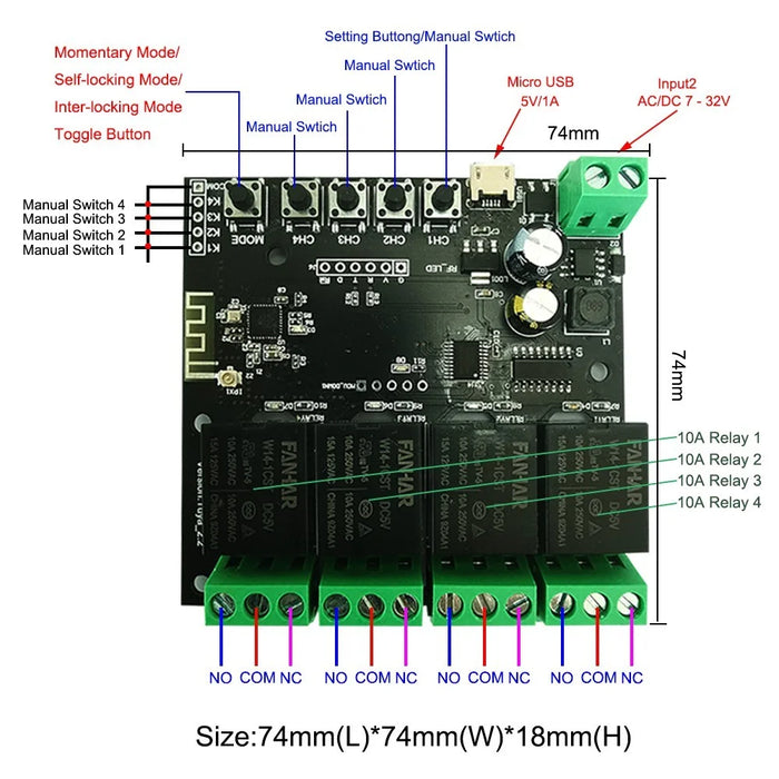 WiFi Relay Tuya Smart Switch Module 4 Channel APP Remote Control Timer DIY Inching Self-Locking Work with Alexa Google Home - 6