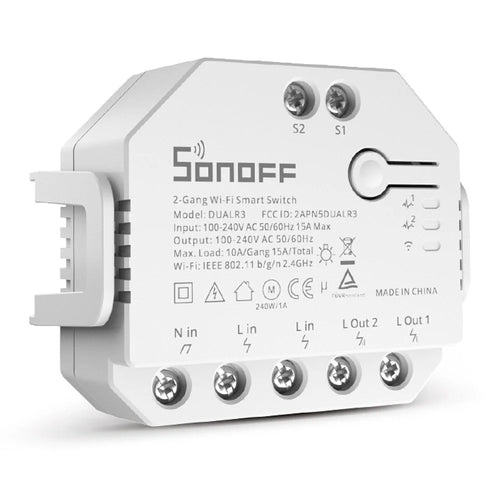 SONOFF DUALR3 2 Gang WiFi Smart Light Switch 2 Way DIY Breaker Module Remote Control with Power Meter - 1