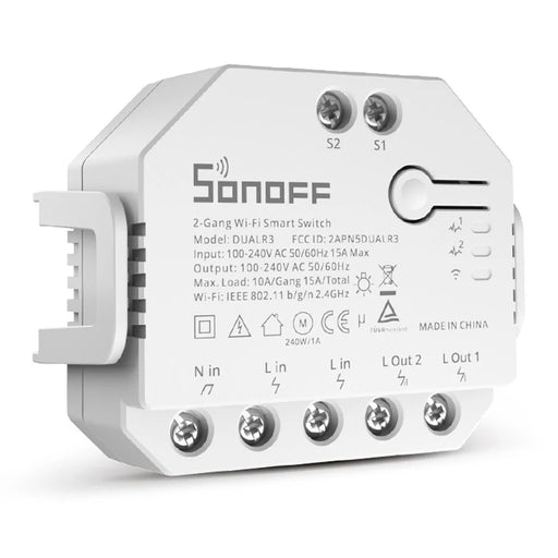 SONOFF DUALR3 2 Gang WiFi Smart Light Switch 2 Way DIY Breaker Module Remote Control with Power Meter - 1