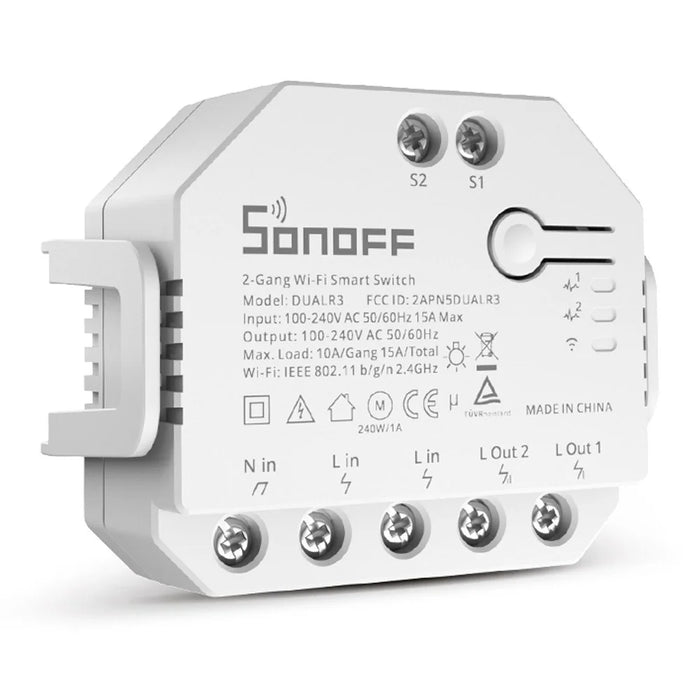 SONOFF DUALR3 2 Gang WiFi Smart Light Switch 2 Way DIY Breaker Module Remote Control with Power Meter - 1