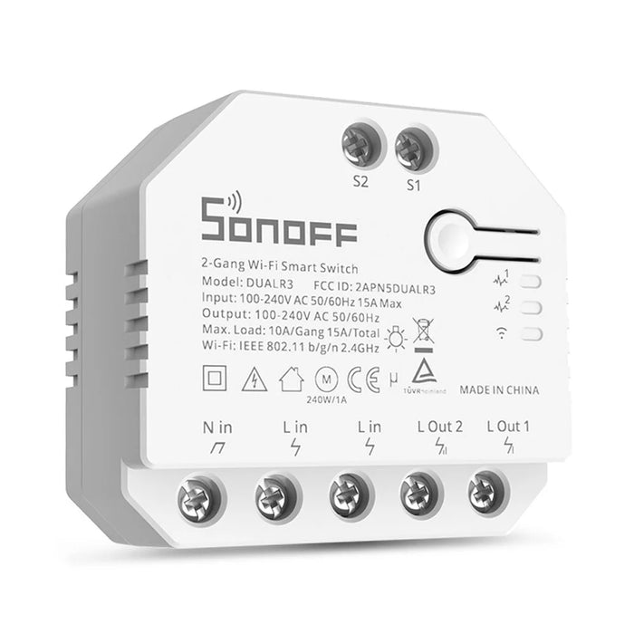 SONOFF DUALR3 2 Gang WiFi Smart Light Switch 2 Way DIY Breaker Module Remote Control with Power Meter - 5