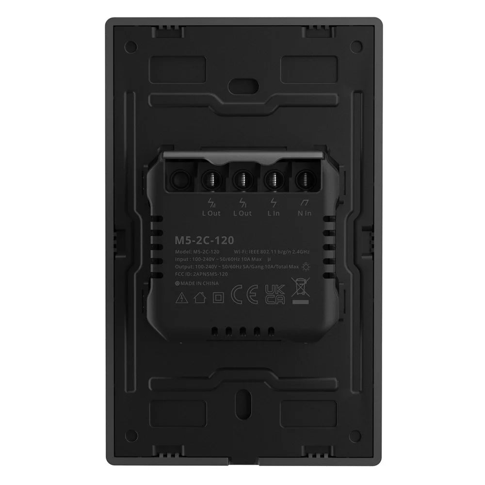 SONOFF M5-2C-120 Smart Wi-Fi Wall Switch Touch Light Switch 2-Gang Works with Alexa/Google Home/Alice/Siri Shortcuts - US Plug - 5
