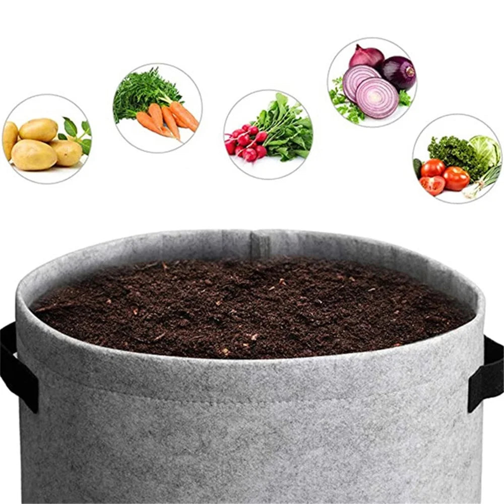 10 Gallon Vegetable Seedling Bag Non-Woven Fabric Potato Growing Bucket Planting Bag - Grey - 3