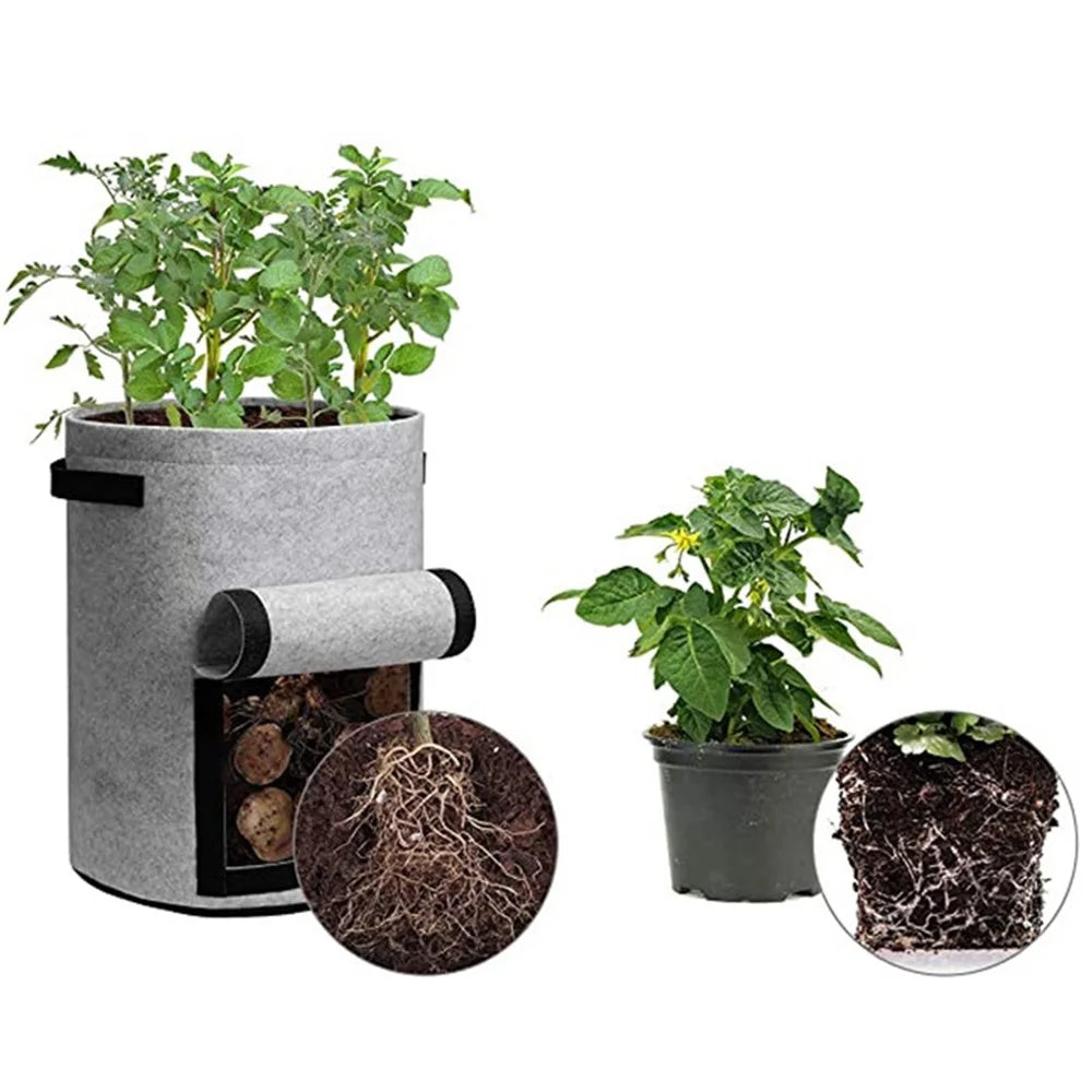 10 Gallon Vegetable Seedling Bag Non-Woven Fabric Potato Growing Bucket Planting Bag - Grey - 4