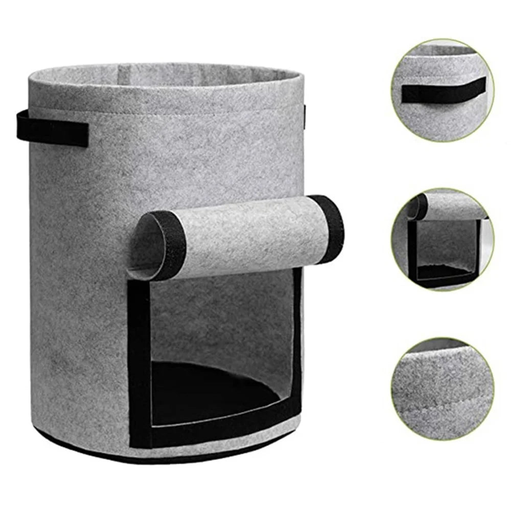 10 Gallon Vegetable Seedling Bag Non-Woven Fabric Potato Growing Bucket Planting Bag - Grey - 5