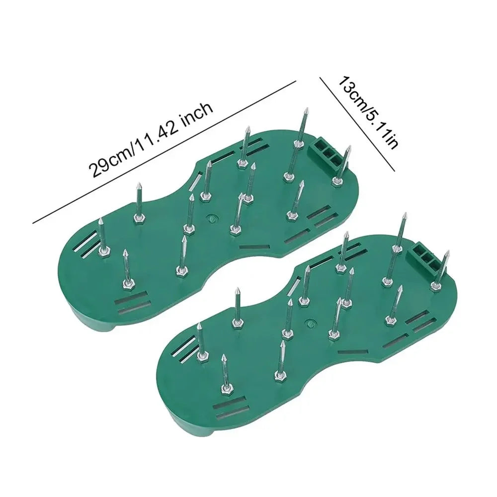 1 Pair Lawn Aerator Spikes Shoes Adjustable Straps Garden Lawn Soil Loosening Shoes - Black - 6