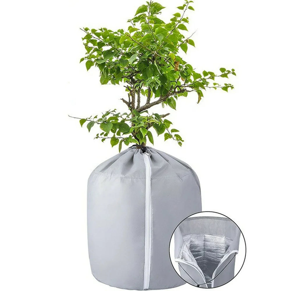 Potted Plant Winter Protection Cover Frost Guard Bag with Drawstring and Zipper, 65x70cm - 6